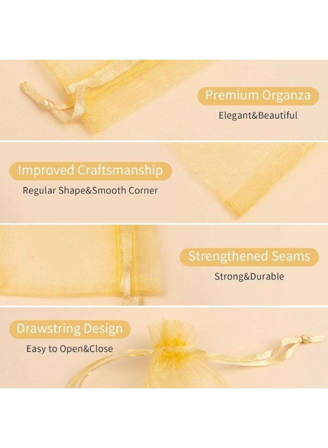 LYNLYN 100PCS Gold Tulle Pouches With Drawstring,  Mesh Drawstring Favor Pouches for Jewelry Candy Weddings and Parties（8 × 10 cm） - Image 4